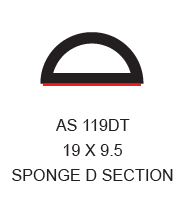 AMBASSADOR EPDM SPONGE D SECTION SELF ADHESIVE 19 X 9.5 